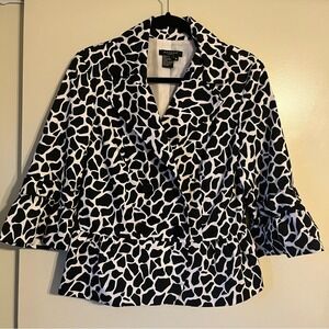 Sandro Sportswear Black White Med Jacket Blazer Women's Cow Print Y2K Office